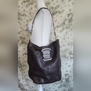 Vintage Banana Republic Timeless Large Choclate Brown Chain Shoulder Buckle Bag